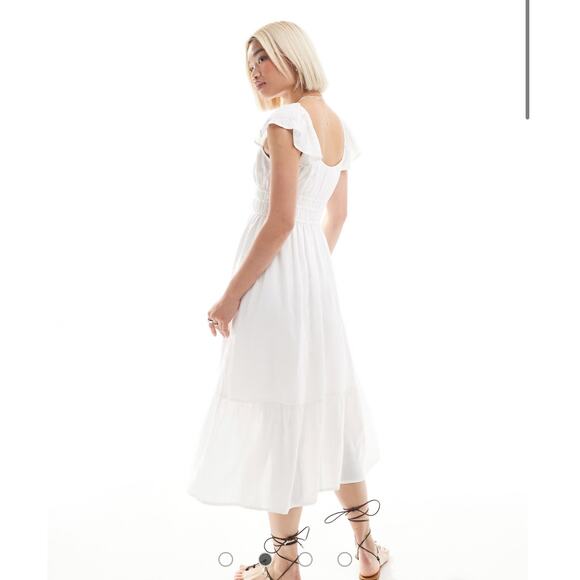 NWOT Hollister Midi White Boho Dress with Pockets XS - Picture 2 of 13